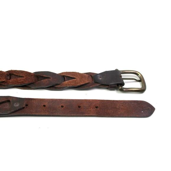 CLASSIC BRAIDED BROWN REAL LEATHER 1 1/4"WIDE DRESS CASUAL WOMEN'S BELT Sz S(79T - Picture 11 of 11